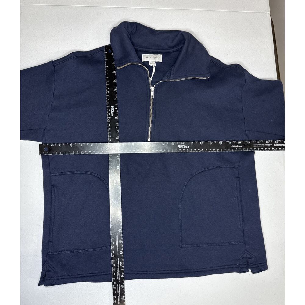 Free Assembly Women Size M Half Zip Pullover Sweatshirt Navy Blue - Picture 4 of 7